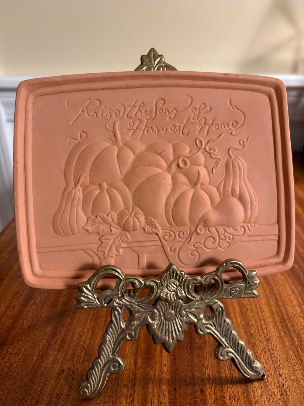 Harvest Pumpkin Bread Warming Tile in Terracotta by Susan Winget